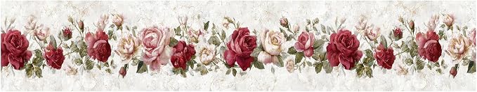 Vintage Rose Wallpaper Border 196x4 Inch Removable Wall Border Peel and Stick - Image 2