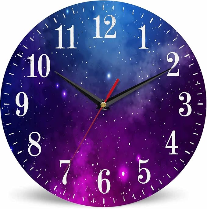 Mxocom Colourfull Sky Wall Clock Blue Purple Nebula White Colour Star 10 Inch by Mxocom