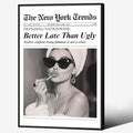 Trendy Newspaper Black Framed Posters Better Late Than Ugly Wall Art Vintage by FuSatisYilife
