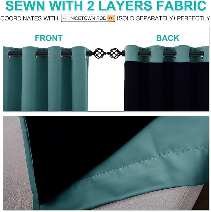 NICETOWN 100% Blackout Curtains 108 inches Long, Noise Reduction Window - Image 4