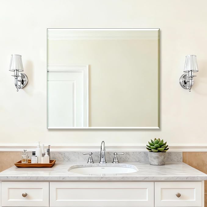 Ruomeng Frameless Mirror for Wall, 40x36 Inch Bathroom Vanity Mirror Farmhouse - Image 2
