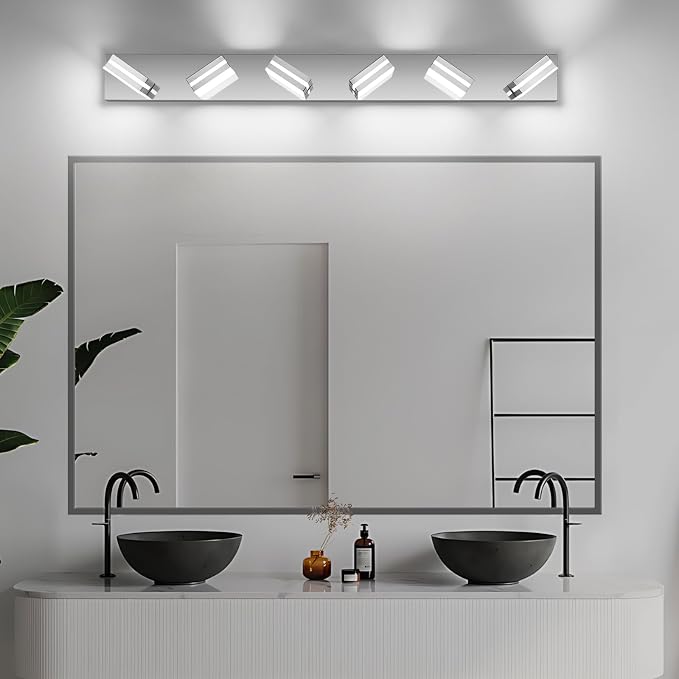 Modern LED Bathroom Lights Fixtures 6-Light, Stainless Steel Chrome Acrylic - Image 9