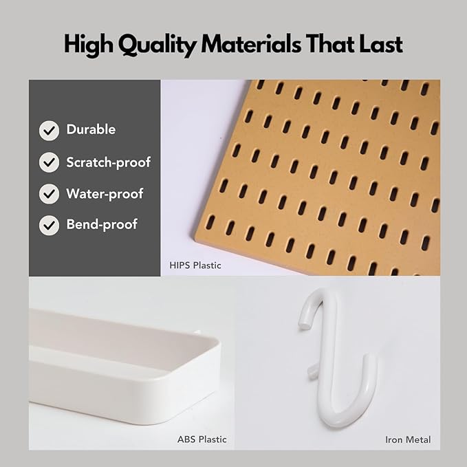Keepo Peg Board Wall Organizer – Plastic Pegboard Panels, Modular Peg Board - Image 3