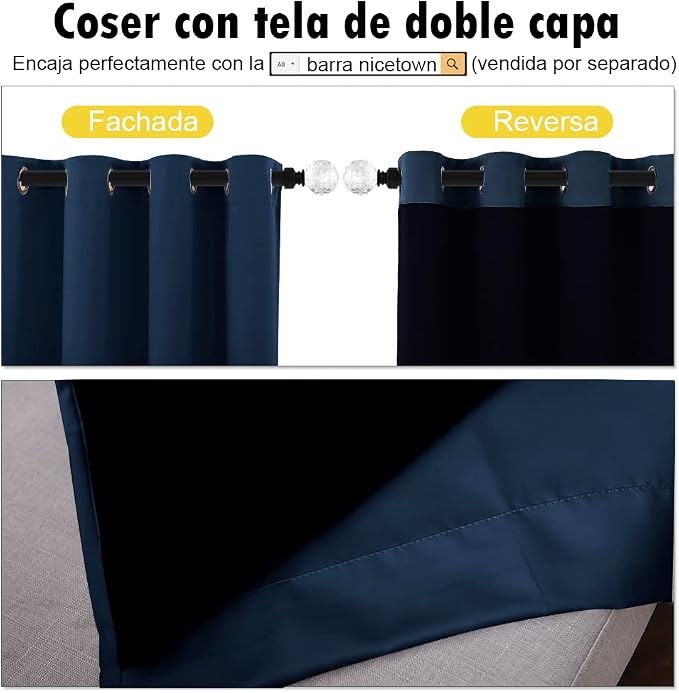 NICETOWN Complete 100% Blackout Curtain Set, Thermal Insulated & Energy - Image 5