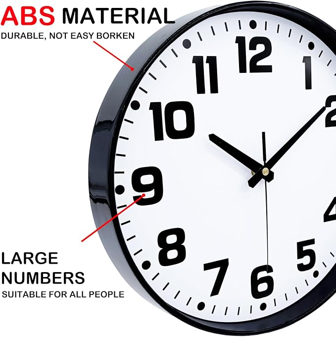 Modern Silent Wall Clock, 10inch Non-Ticking Analog Battery Operated Clock - Image 7