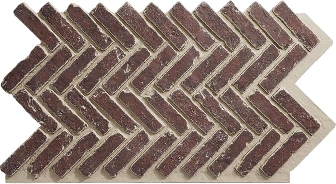 EverStone Herringbone Faux Brick Panel, 46 1/2"W x 25 1/4"H x 1"D, Merlot Color by EkenaMillwork