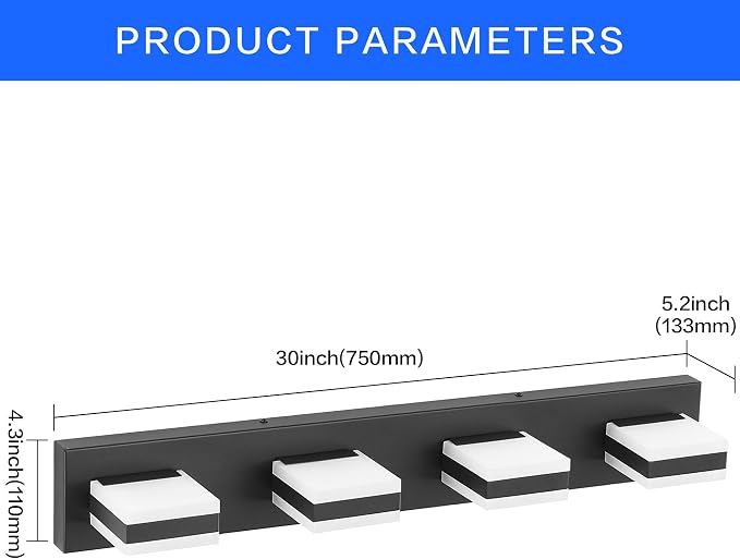 SOLFART Bathroom Light Fixtures, 4 Lights Modern LED Vanity Lights Over Mirror - Image 6