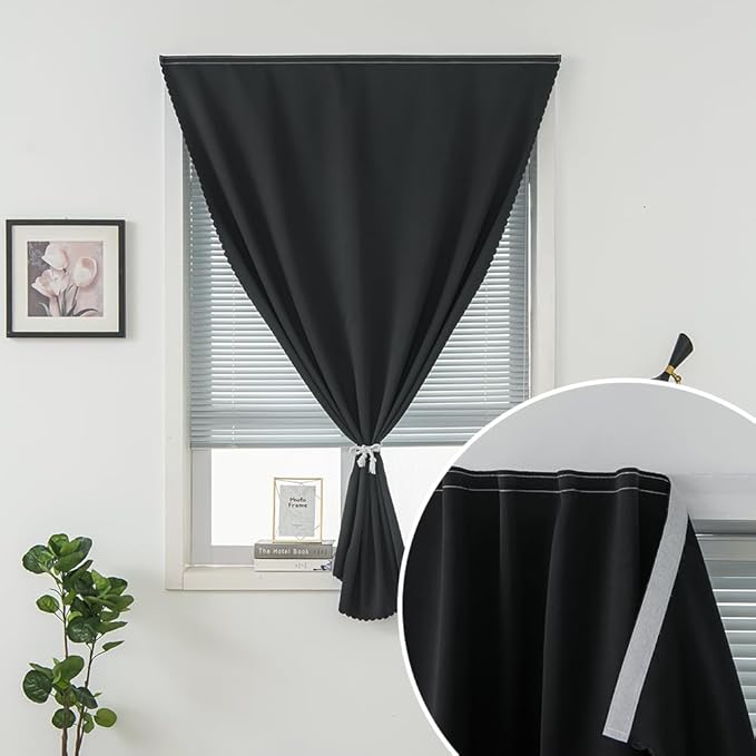 Portable Light Blocking Curtains Self-Stick Design, Removable Adhesive Window - Image 2