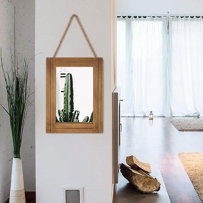 Rectangle Wall Mirror for Bathroom, Distressed White Wood Decor - Image 6