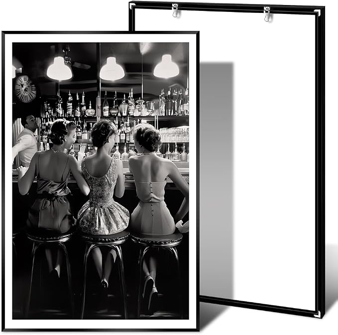 Vintage Black and White Posters Trendy Women Drink Cocktail Wall Art Funky - Image 2