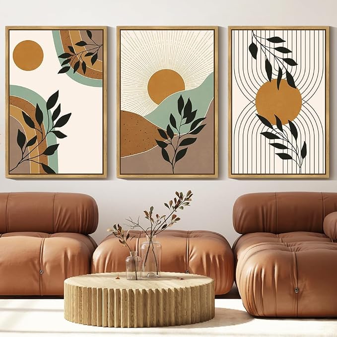 PHOPAGO Boho Wall Art Sage Plant Botanical Framed Wall Printing Large 24x36in by PHOPAGO