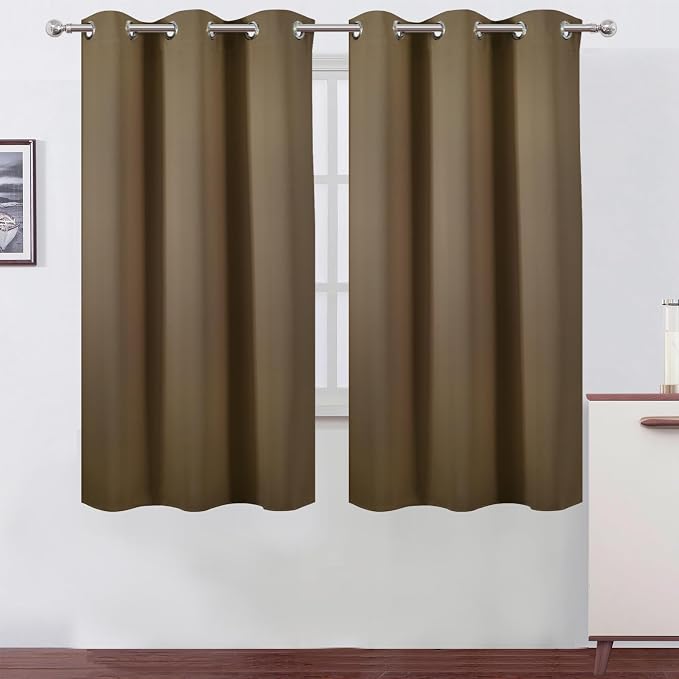 LEMOMO Blackout Curtains 42 x 63 inch/Brown Curtains Set of 2 Panels/Thermal by Lemomo