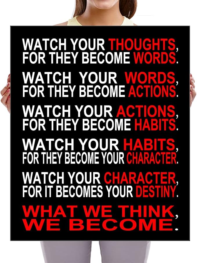 Pyradecor Large Canvas Prints Wall Art Watch Your Thoughts Motivational - Image 5