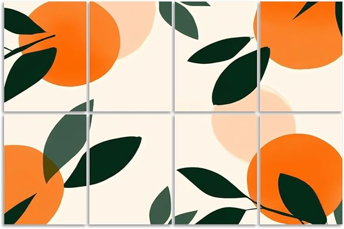 8 Pack Art Acoustic Panels Sound Absorbing Boho Botanical Leaf Orange Green by Unknown