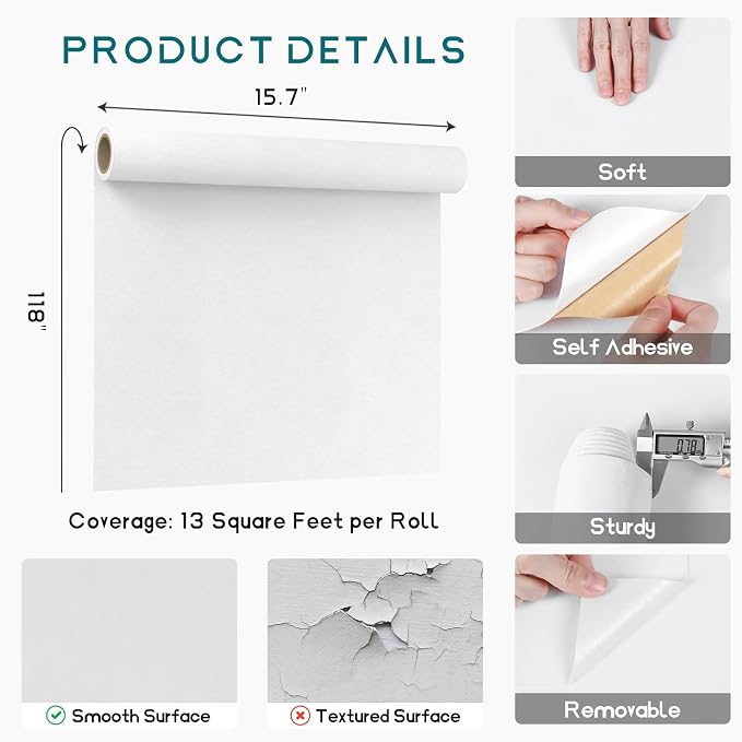 VEELIKE Self Adhesive Velvet Flocking Liner White Felt Drawer Liner - Image 8