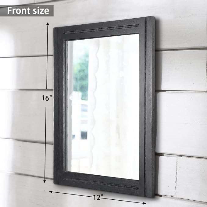 AAZZKANG Black Mirrors for Wall Rectangle Wood Framed Decorative Wall Hanging - Image 2