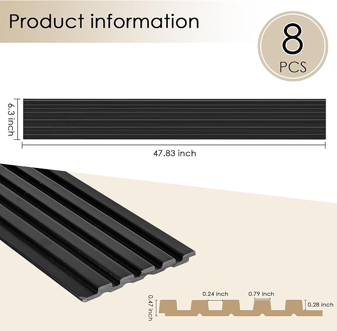 8-Pack 3D Slat Wall Panels — Soundproof Faux Wood Wall Panels - Image 2