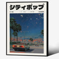Vintage Japanese Black Framed Wall Art 90s Vaporwave Aesthetic Print Asian by Heltrappe