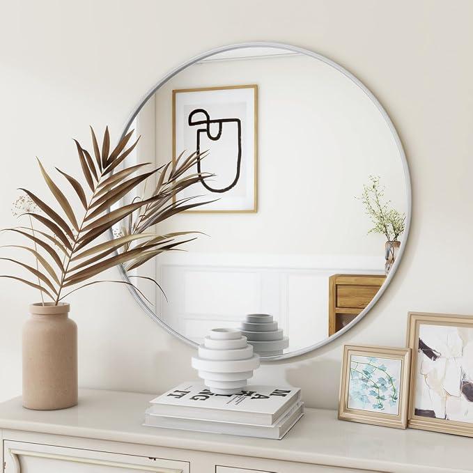 BEAUTYPEAK 20 Inch Round Mirror, Metal Frame Circle Mirror, Wall Mounted by BEAUTYPEAK