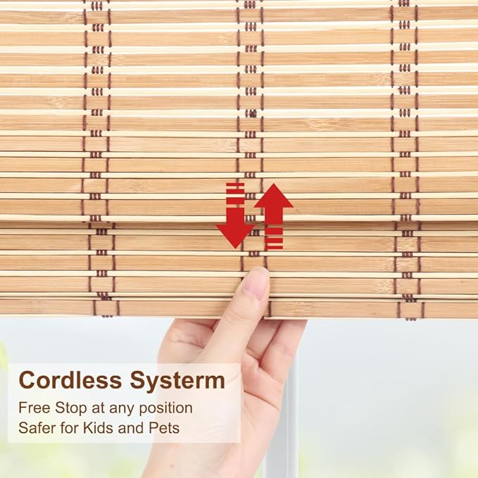 LUCKUP Cordless Roman Shades, Roll Up Bamboo Blinds - Image 3
