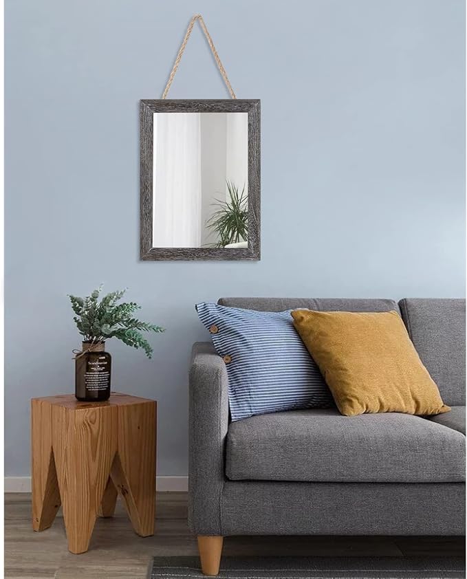 AAZZKANG Wall Mirror with Rectangle Wood Frame Rustic Decorative Hanging Mirrors - Image 7