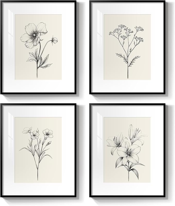 Framed Black and White Botanical Wall Art - Image 8