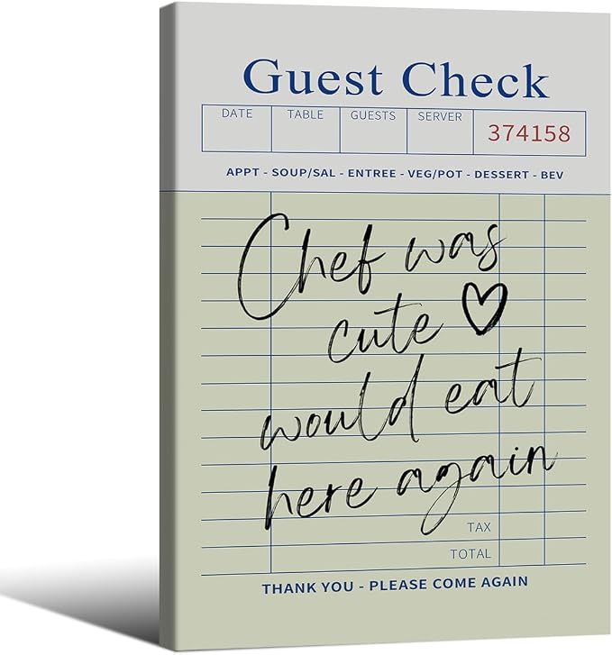 Framed Wall Art Posters Trendy Kitchen Guest Check Prints Chef Was Cute Would by PDFI