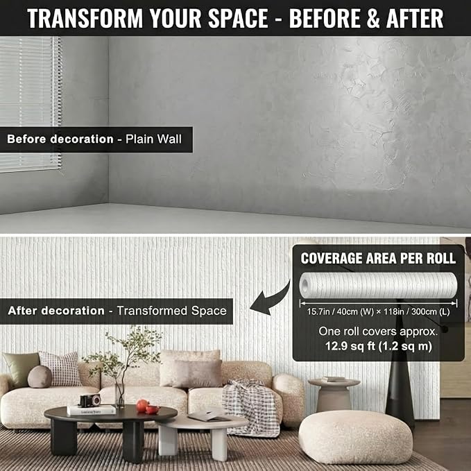 3D Wall Panels Peel and Stick – 15.74" x 118" PVC Faux Texture Wall Covering - Image 3