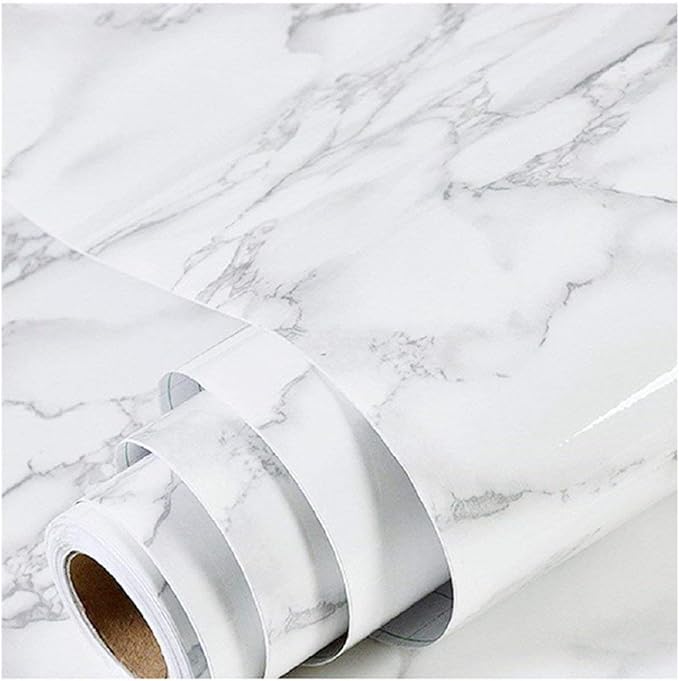 practicalWs Marble Wallpaper Granite White and Gray Wall Paper Roll 35.4" x by practicalWs