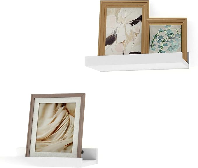 Small White Floating Shelves for Wall Decor, Wall Mounted Wood Shelf for Bedroom by Unknown