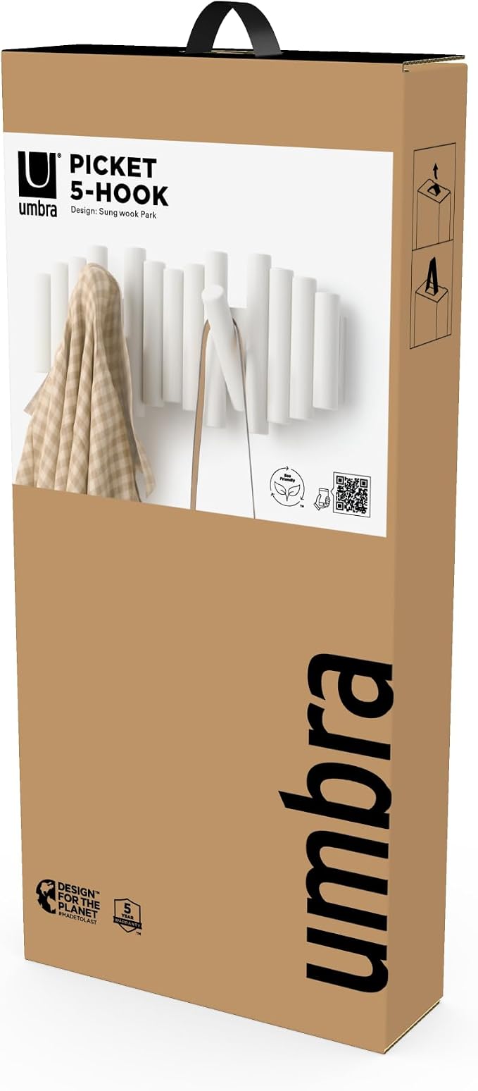 Umbra Picket Wall-Mounted Coat Rack Rail Hook - Image 7