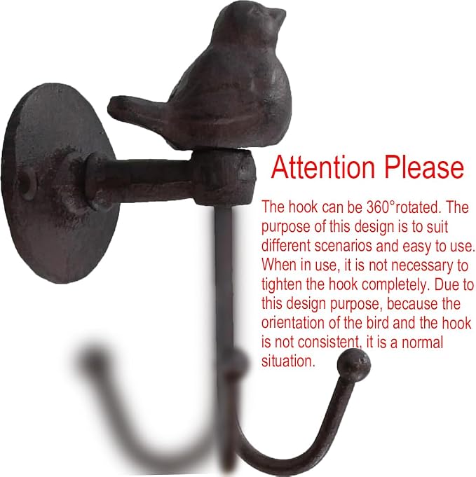 2PCS Cast Iron Hooks 520013 Songbird Wall Hook - Image 3