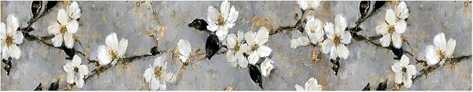 Cherry Blossom Wallpaper Border 196x4 Inch Peel and Stick Wall Border Gray - Image 2