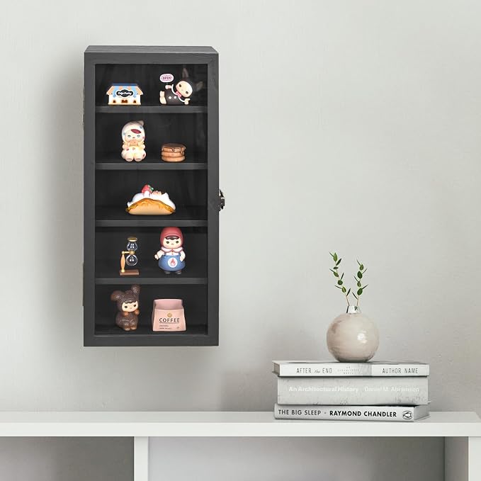 Ikee Design Wall Mounted Wooden Collectible Display Case 5 Shelf Display - Image 7