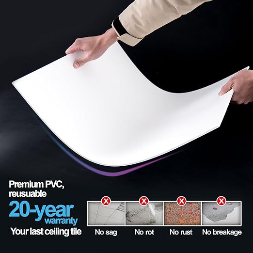 Art3d 12-Pack Smooth Drop Ceiling Tile 2ft x 2ft - Image 5