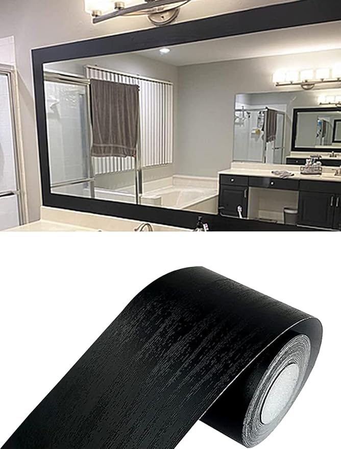 Teemall 10M Black Wood Grain Removable PVC Waterproof Border Wall Decor by Teemall