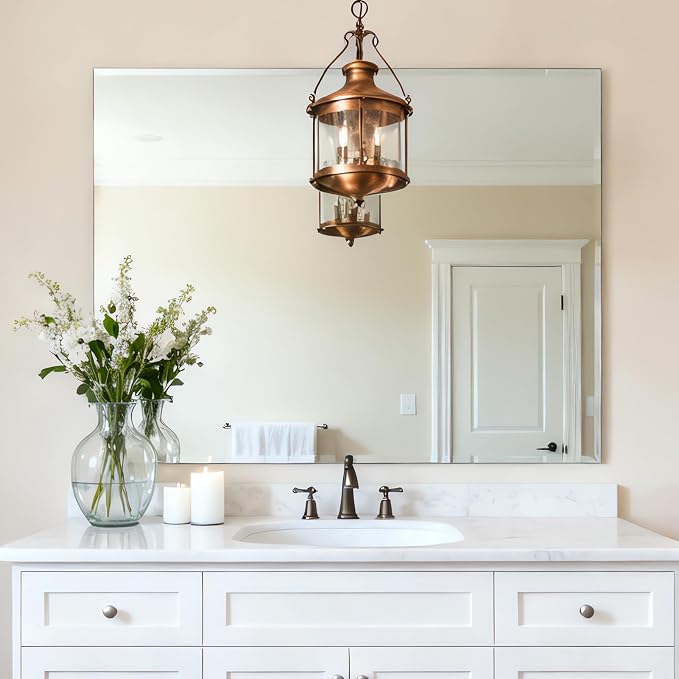 Ruomeng Frameless Mirror for Wall, 40x36 Inch Bathroom Vanity Mirror Farmhouse - Image 8
