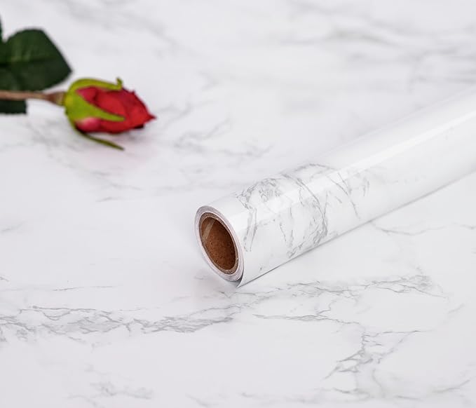 practicalWs Marble Wallpaper Granite White and Grey Paper Roll 23.6" x 118" - Image 6