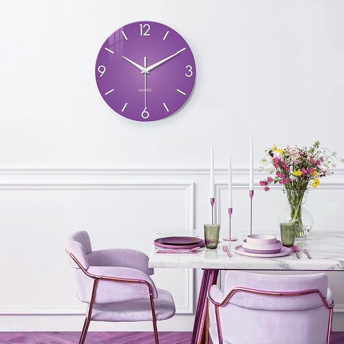 XFM Purple Wall Clock for Girls Bedroom Analog Simple Wall Clocks Battery - Image 4