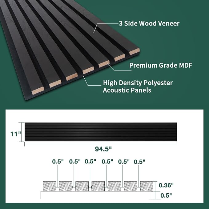 Yuzzy 4 Pack Wood Panels for Wall, 94.5" x 11" Acoustic Wood Slat Wall Panel - Image 4