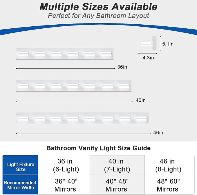 IZORRO LED Modern Bathroom Lights Fixtures, Matte White Acrylic Wall Lighting - Image 3