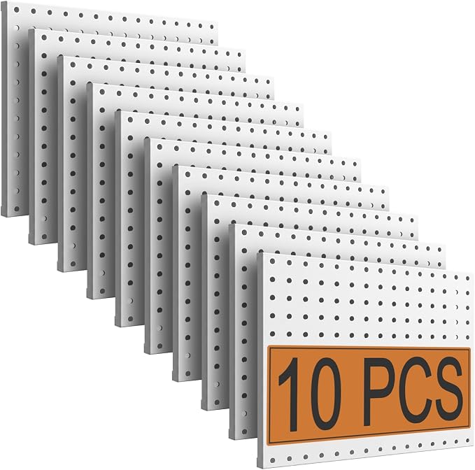 PBHEPJ 10 Pcs Metal Pegboard Panels, Heavy Duty Peg Boards by PBHEPJ