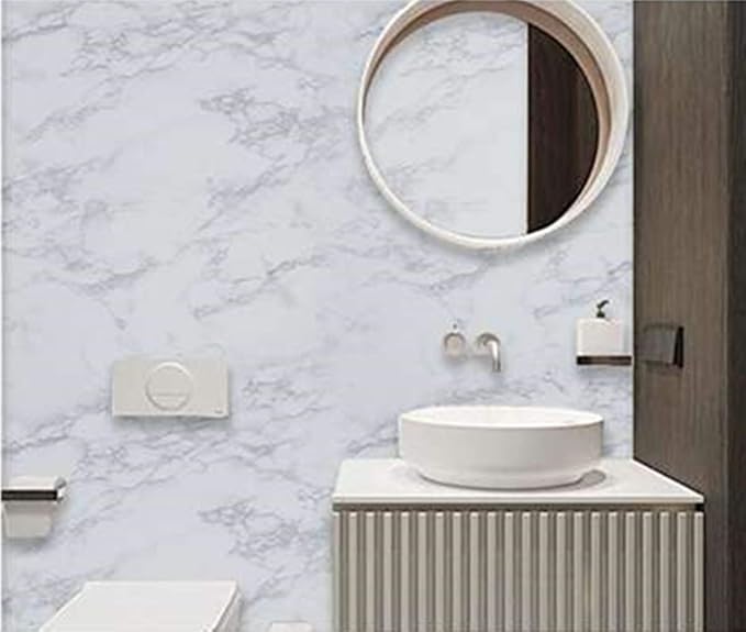 practicalWs Marble Paper Granite Gray/White Roll Kitchen Countertop Cabinet - Image 8