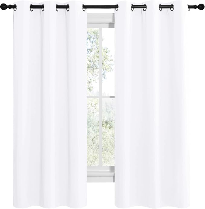 NICETOWN White Samll Window Blackout Curtain Panels, 50% Light Blocking Curtains - Image 2