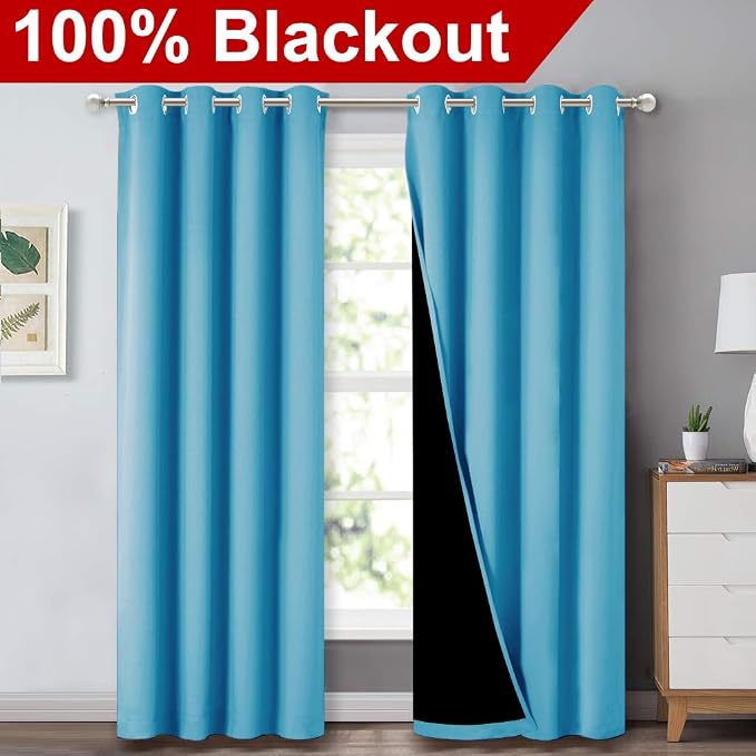 NICETOWN 100% Blackout Curtains 84 inches Long, Pair of Energy Smart & Noise - Image 2