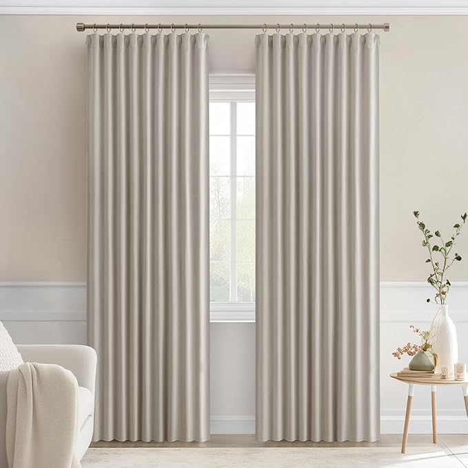 MIULEE Natural Back Tab Blackout Curtains 72 Inches Long 2 Panels Set - Image 9