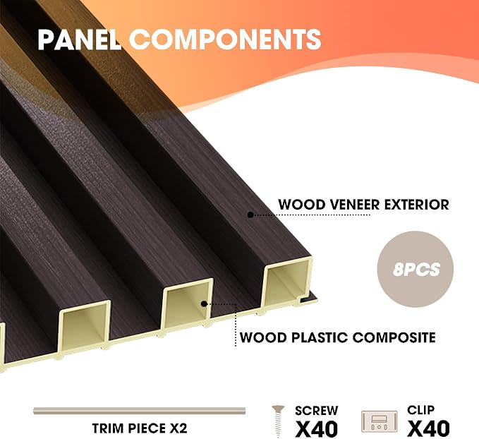 OUZUGIE WPC Acoustic Slat Wall Paneling, Living Room, TV Background, Study Room - Image 4