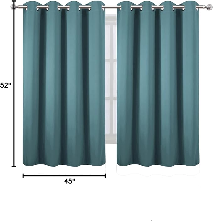 LEMOMO Blackout Curtains 52 x 45 inch/Sea Teal Curtains Set of 2 Panels/Thermal - Image 10