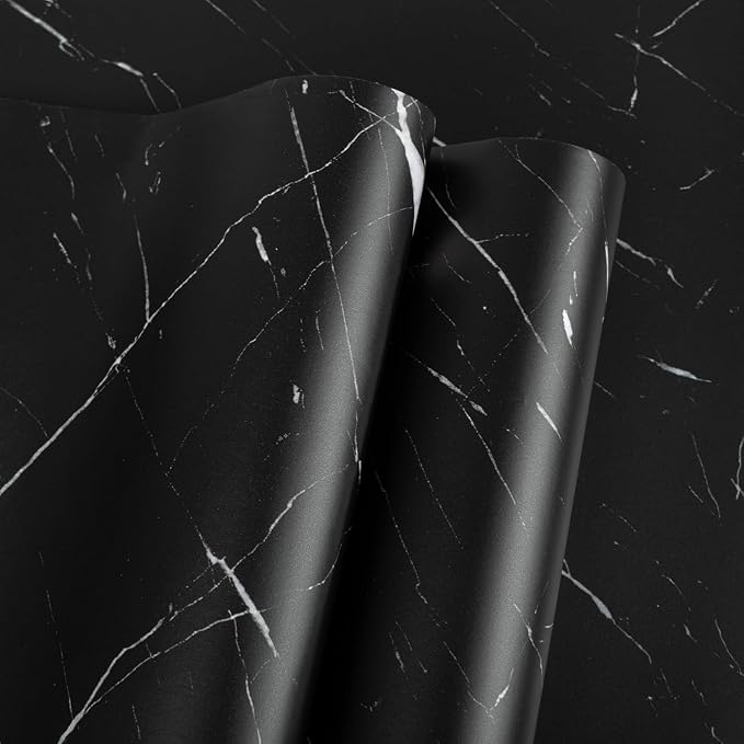Abyssaly Black Marble Contact Paper Peel and Stick Countertops Waterproof Matte by Abyssaly