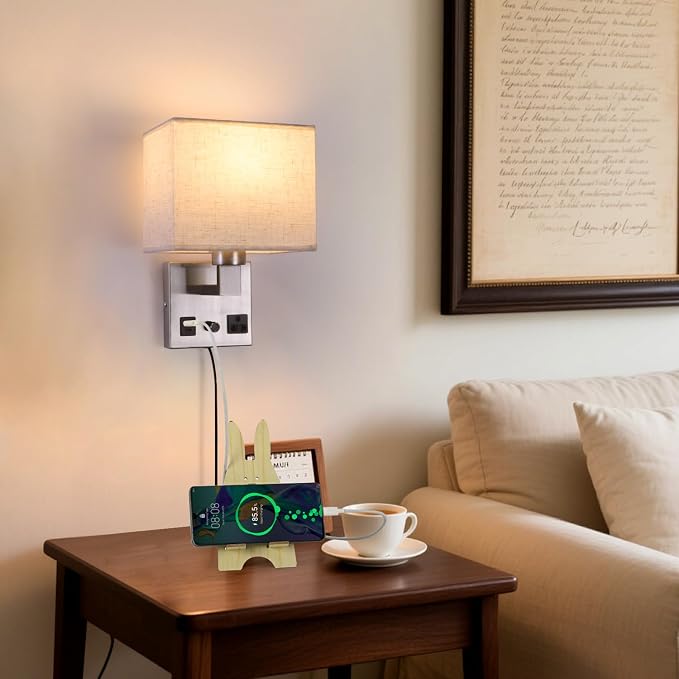 Bedside Wall Lamp for Bedroom, Plug in Wall Sconce - Image 2